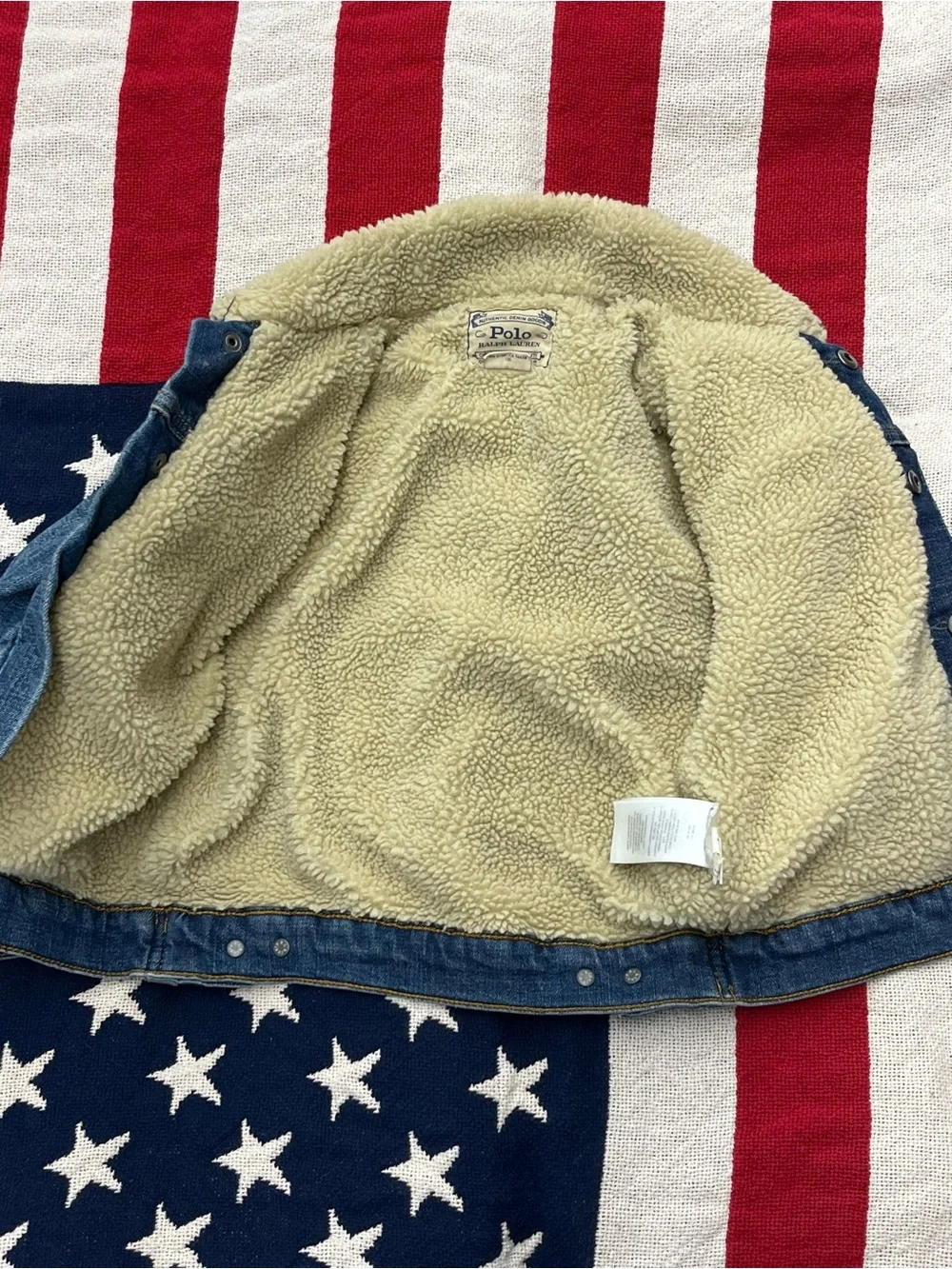 Polo Ralph Lauren Teddy Fleece Lined Denim Trucker Jacket Boys Size 6